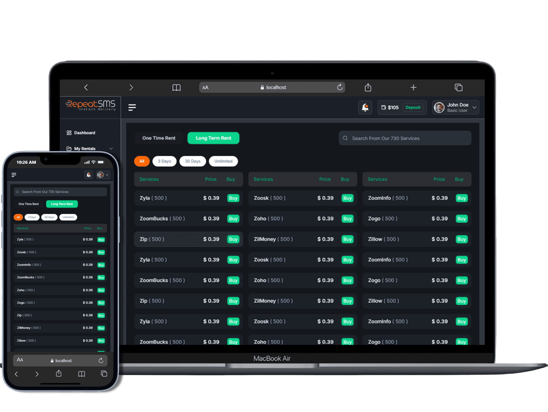 InstantSocks Dashboard